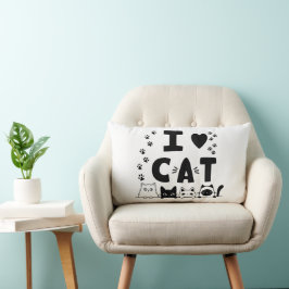 Cojín Lumbar Decoración del hogar de impresión de gatos y hojas