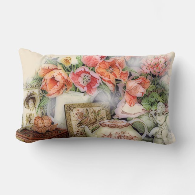 Cojín Lumbar Decoración elegante del sitio del té del Victorian (Anverso)