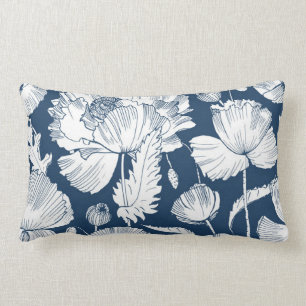 Cojín Lumbar Decoración en blanco y azul de la marina