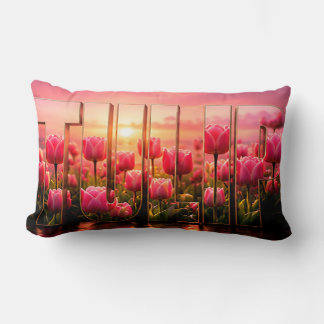 Cojín Lumbar Decoración floral botánica de lujo de tulipán