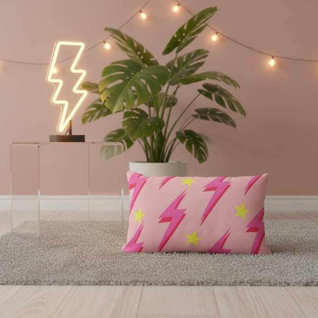 Cojín Lumbar Decoración gráfica con rayo eléctrico rosa relámpa (Subido por el creador)