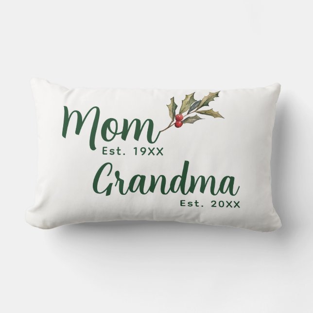 Cojín Lumbar Decoración navideña de Navidades de la abuela (Anverso)