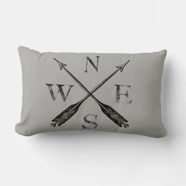 Cojín Lumbar Decoración Rústica simple de brújula (Anverso)