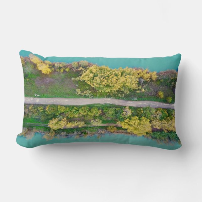 Cojín Lumbar Decoración verde, marrón y amarilla (Anverso)