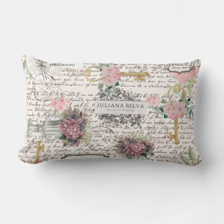Cojín Lumbar Decorative modern Frenchy newspaper style Floral
