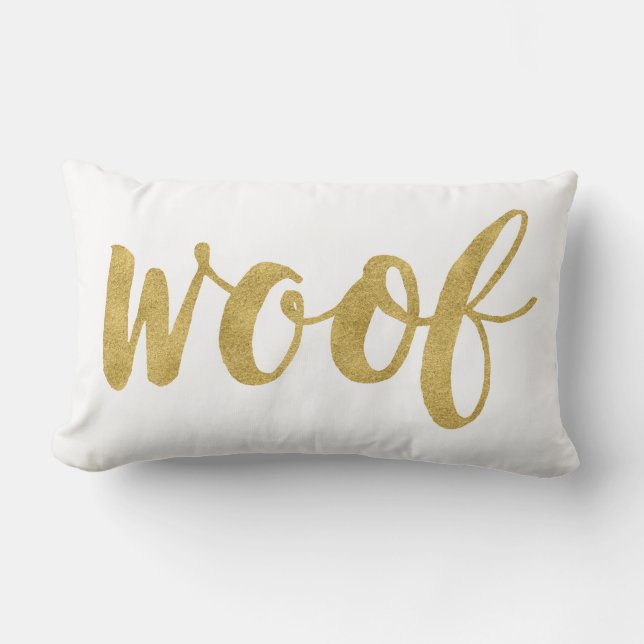 Cojín Lumbar Decorativo de Perro Woof con Mano Leída (Anverso)