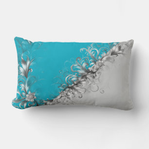 Cojín Lumbar Decorativo Gris y Turquesa Contemporáneo