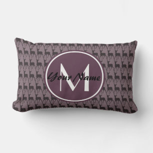 Cojín Lumbar Deer violeta morado monogramado personalizado N2
