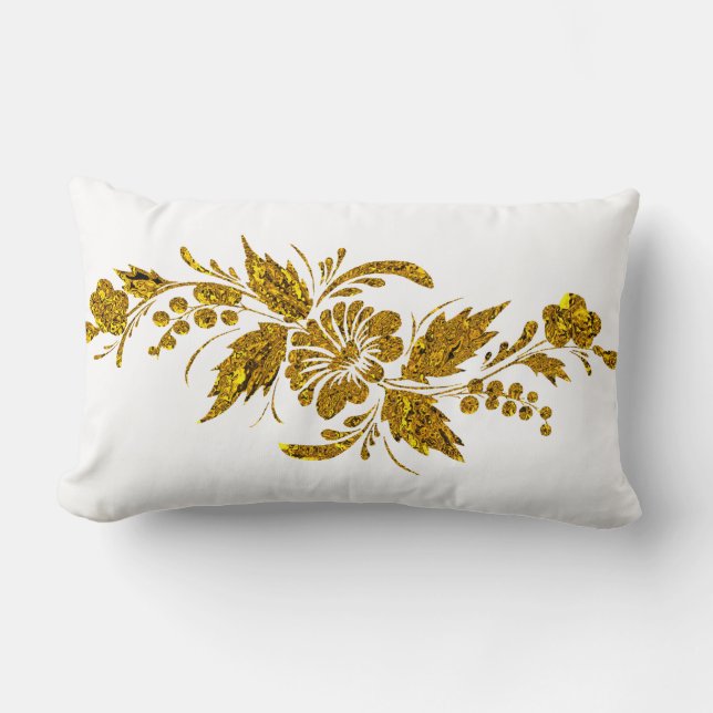 Cojín Lumbar Dekoratives Muster mit Blumen und Blättern (Anverso)