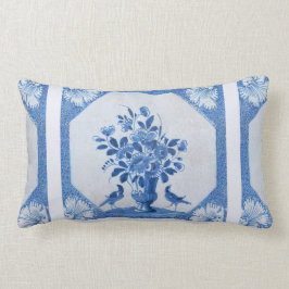 Cojín Lumbar Delft Blue Birds floral Moda del país francés