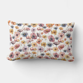 Cojín Lumbar delicado diseño floral de acuarela