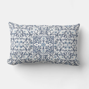 Cojín Lumbar Denim Blue Floral