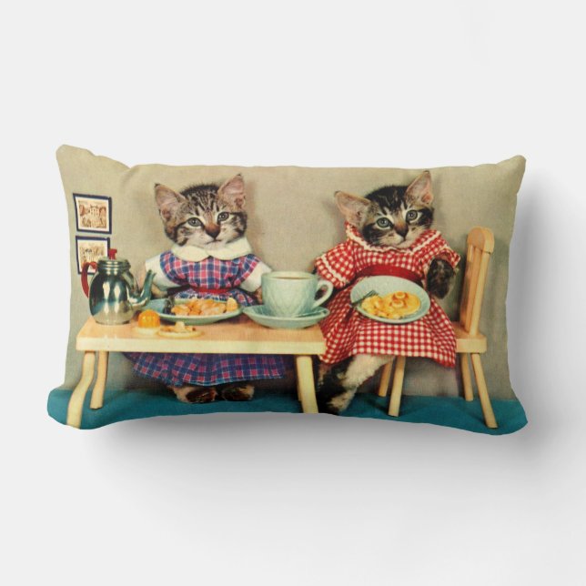 Cojín Lumbar desayuno de tabby kittens (Anverso)