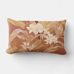 Cojín Lumbar Detalle floral Art Nouveau de Alphonse Mucha