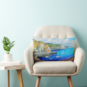 Cojín Lumbar "Devon Harbour Dreamscape" - Un paisaje marino ing
