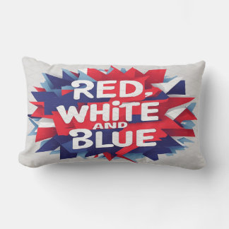 Cojín Lumbar Día de la Independencia, Blanco Rojo y Azul