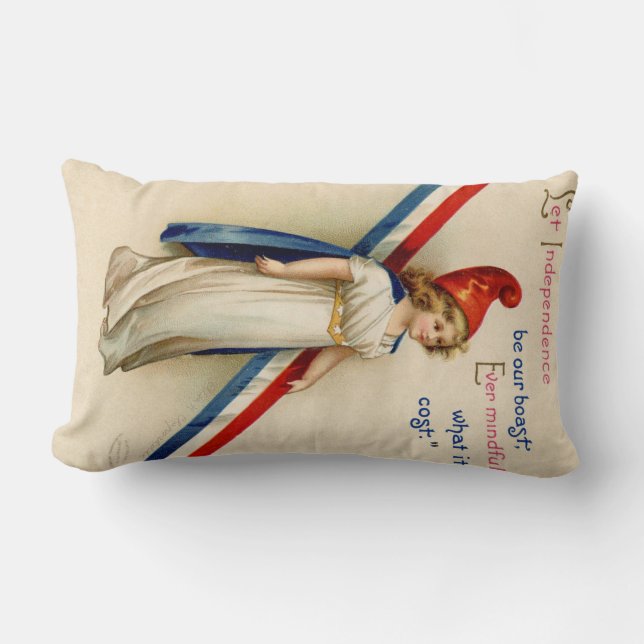 Cojín Lumbar Día de la Independencia del Retro 4 de julio (Anverso)