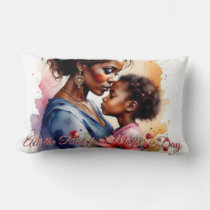 Cojín Lumbar Día de la Madre Arte de Amor Acuarela Africana