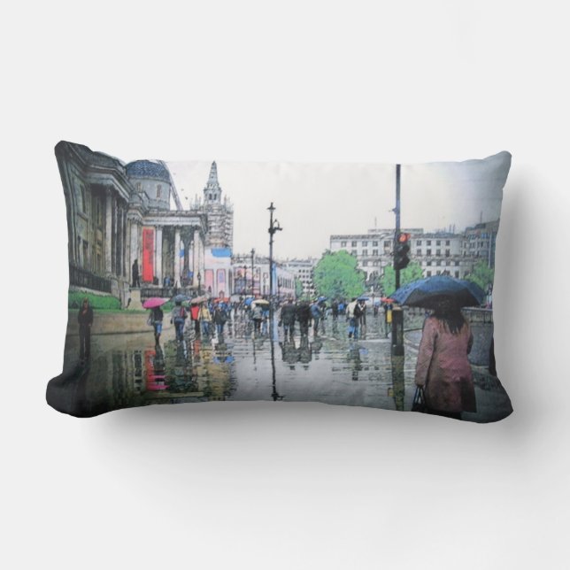 Cojín Lumbar Día de lluvias en Londres, Inglaterra (Anverso)