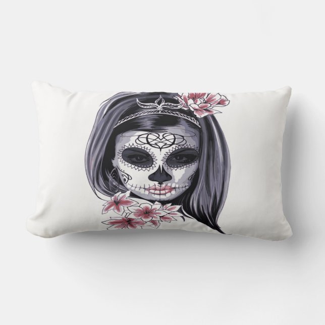 Cojín Lumbar Día de Muertos Día de la Calavera del Azúcar (Anverso)