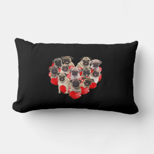 Cojín Lumbar Día de San Valentín Cute Pug Dog Corazón Cachorro 