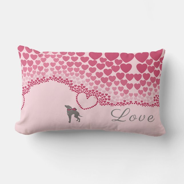 Cojín Lumbar Día de San Valentín italiano Greyhound Pillow (Anverso)