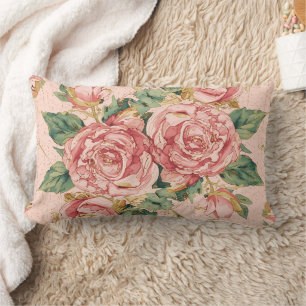 Cojín Lumbar Día de San Valentín romántico con rosas adorables,