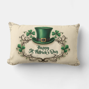 Cojín Lumbar Día Feliz de San Patricio Diseño de Trébol