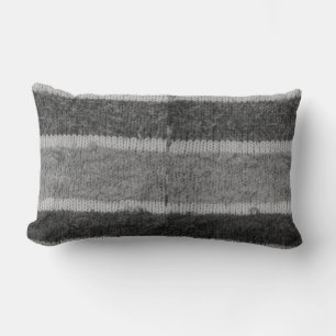 Cojín Lumbar diaganol blanco y negro tejido a mano rayado