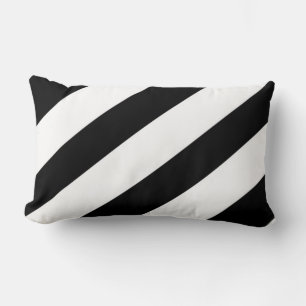 Cojín Lumbar Diagonal en blanco y negro a rayas Cualquier tam