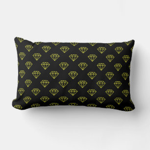 Cojín Lumbar Diamante - Amarillo bananero sobre negro