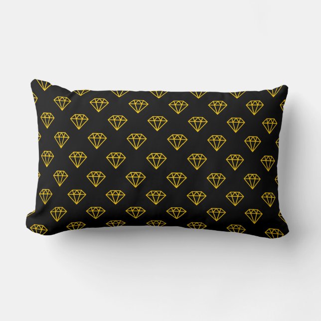 Cojín Lumbar Diamante - Ámbar en negro (Anverso)