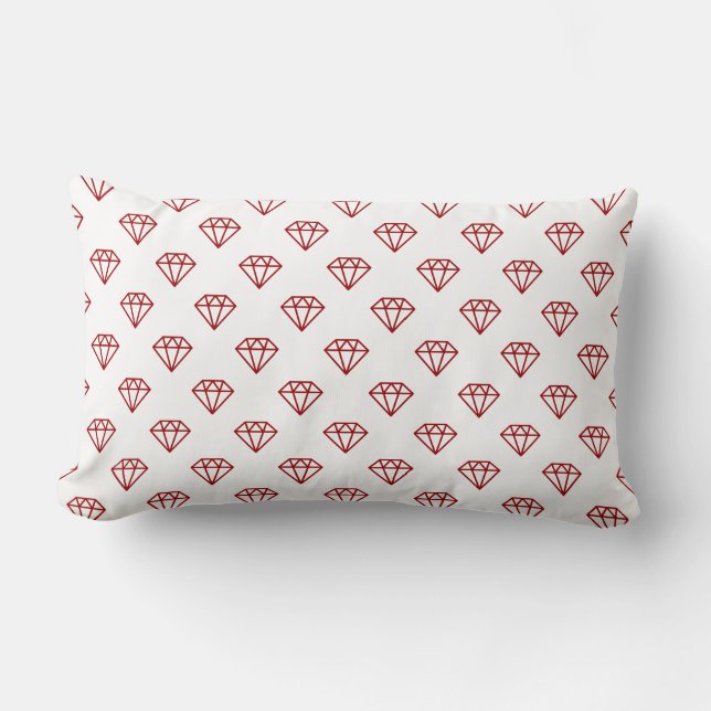 Cojín Lumbar Diamante - Rojo rubí sobre blanco (Anverso)