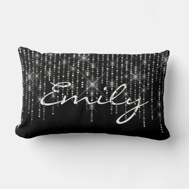Cojín Lumbar Diamantes espumosos en negro (Anverso)