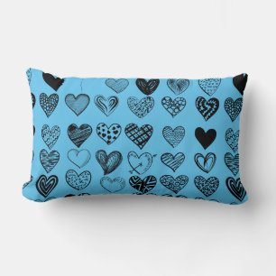 Cojín Lumbar Dibujo Adorable de Crítica del Corazón Negro