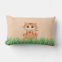 Dibujo animado de gatito lindo y planta
