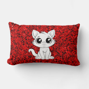 Cojín Lumbar Dibujo Animado de Gato Blanco Adorable-30853