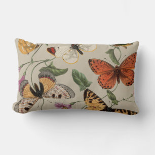 Cojín Lumbar Dibujo de la Colección de Mariposas y Polillas de