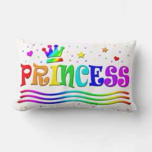Cojín Lumbar Dibujo de princesa de arcoíris lindo de dibujos an
