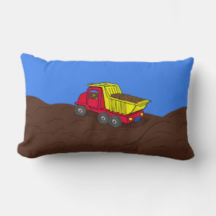 Cojín Lumbar Dibujo de un camión rojo y amarillo Personalizado