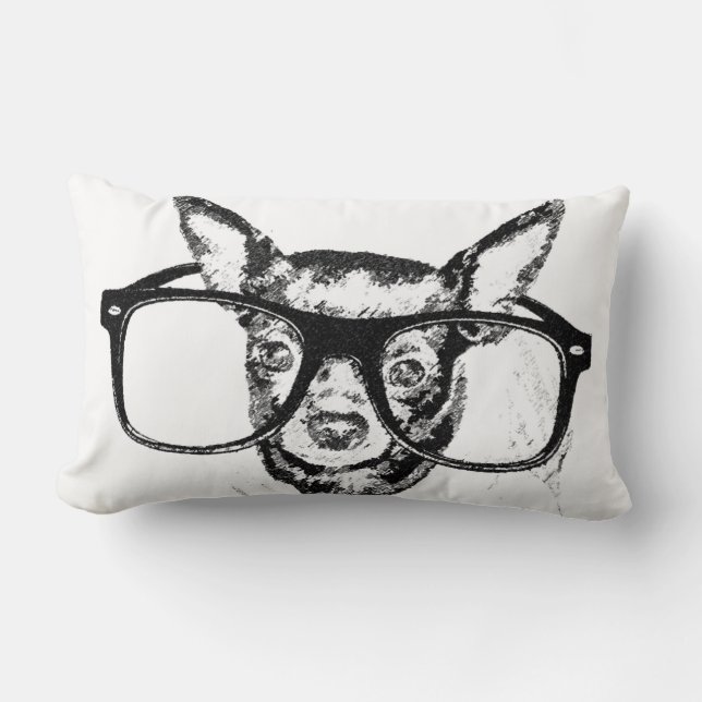Cojín Lumbar Dibujo del ilustracion del perro de la chihuahua (Anverso)