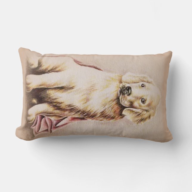 Cojín Lumbar Dibujo del retrato del mascota del perro de (Anverso)