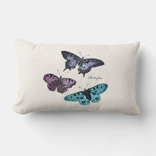 Cojín Lumbar Dibujo rosado púrpura azul verde azulado de la (Anverso)