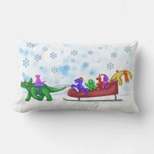 Cojín Lumbar Dinosaur Sleigh Ride