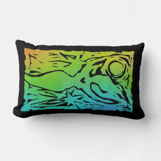Cojín Lumbar Diosa en azul y verde