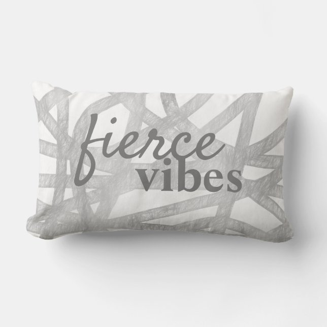 Cojín Lumbar diseño abstracto de vibraciones grises y blancas (Anverso)