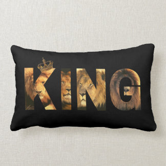 Cojín Lumbar Diseño bilateral de "letras de león KING" en negro