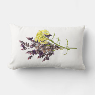 Cojín Lumbar Diseño botánico de lavanda y flor silvestre amaril