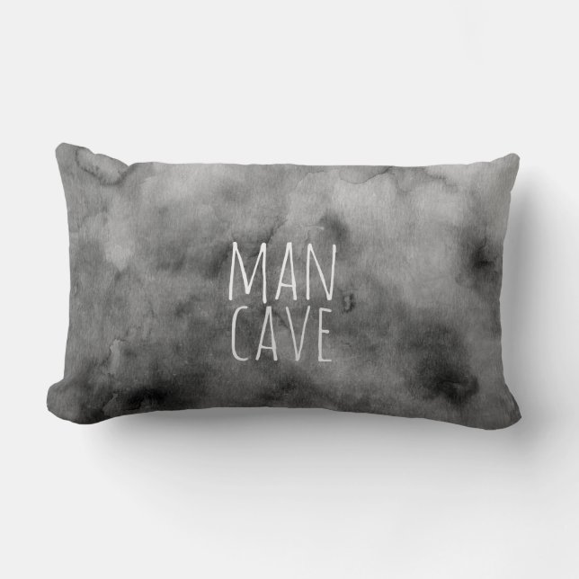 Cojín Lumbar diseño de acuarela gris de pillow man cave (Anverso)