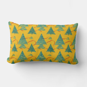 Cojín Lumbar Diseño de árbol de Navidad en amarillo dorado cáli